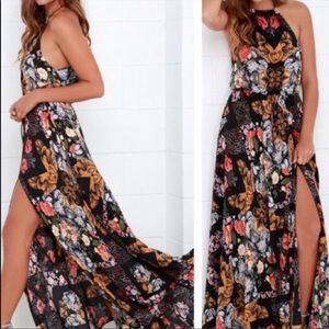 Lulu’s black floral butterfly maxi dress